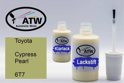 Toyota, Cypress Pearl, 6T7: 20ml Lackstift + 20ml Klarlack - Set, von ATW Autoteile West.